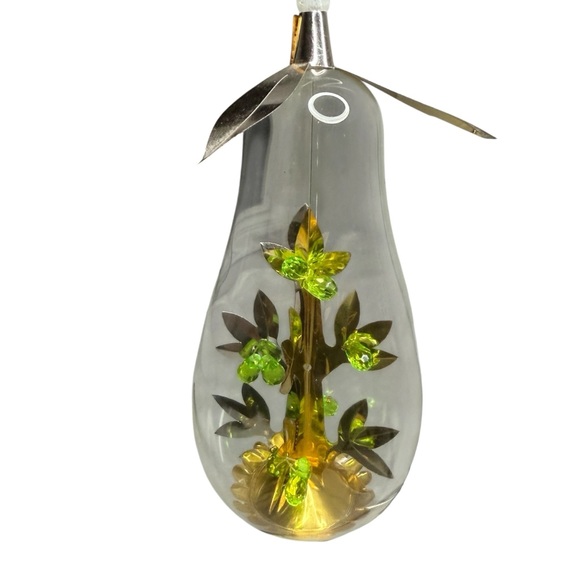 Vintage Ornament Resl Lenz Pear Tree Christmas 60s Germany Glass Retro Foil - Picture 4 of 7